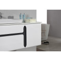 Cabinet de rangement de salle de bain en laine blanc brillant avec dessus en pierre artificielle